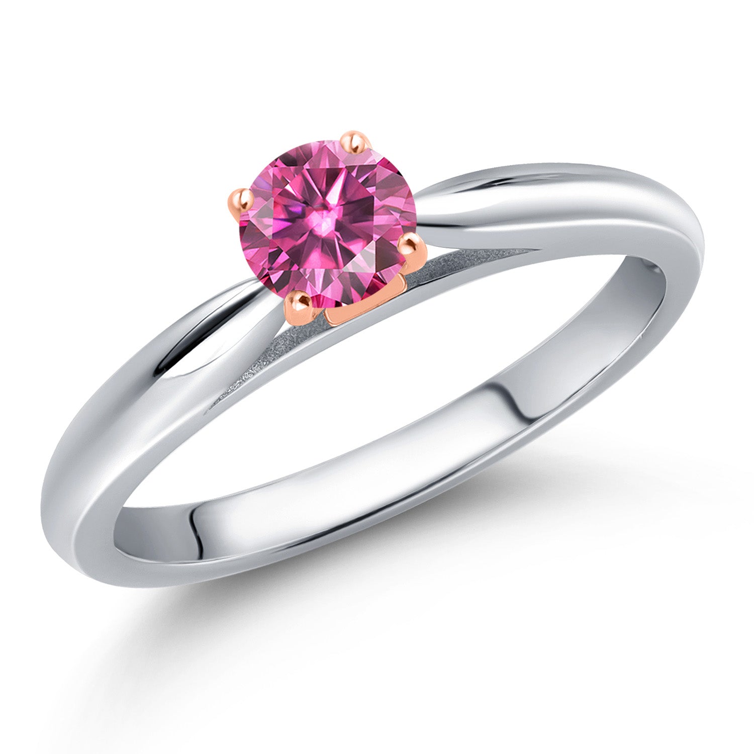 Pink Moissanite - April_7_Ring in 10K Two Tone Gold