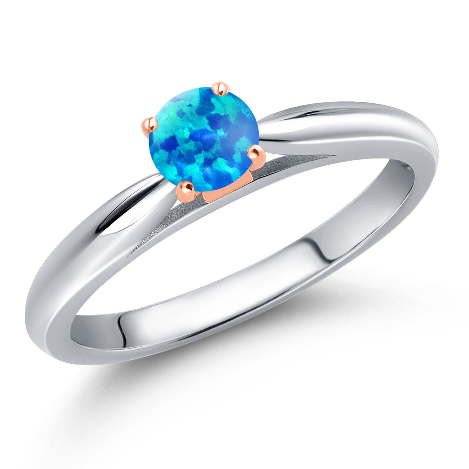 Opal_5_Ring in 925 Sterling Silver and 10K Rose Gold