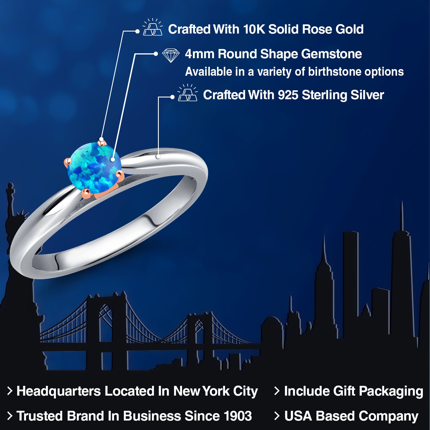 Opal_5_Ring in 925 Sterling Silver and 10K Rose Gold