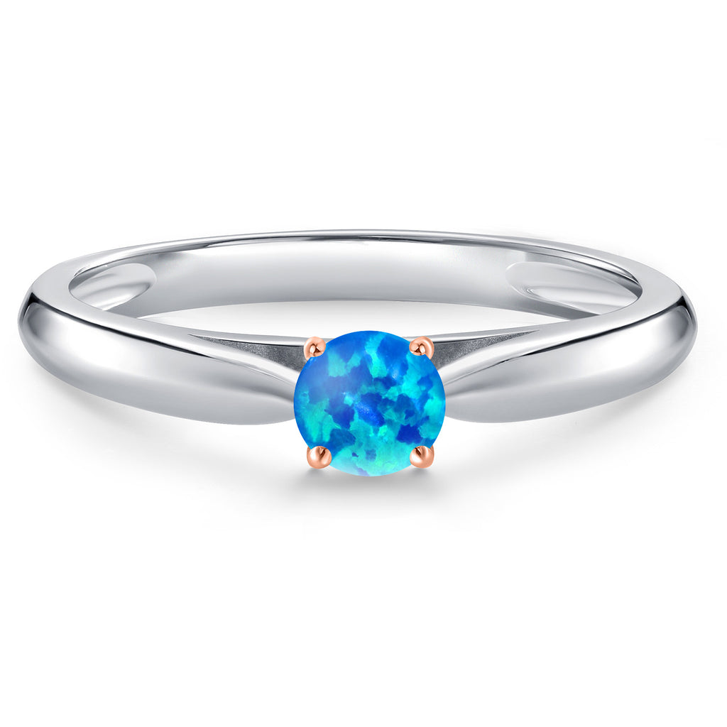 Opal_5_Ring in 925 Sterling Silver and 10K Rose Gold