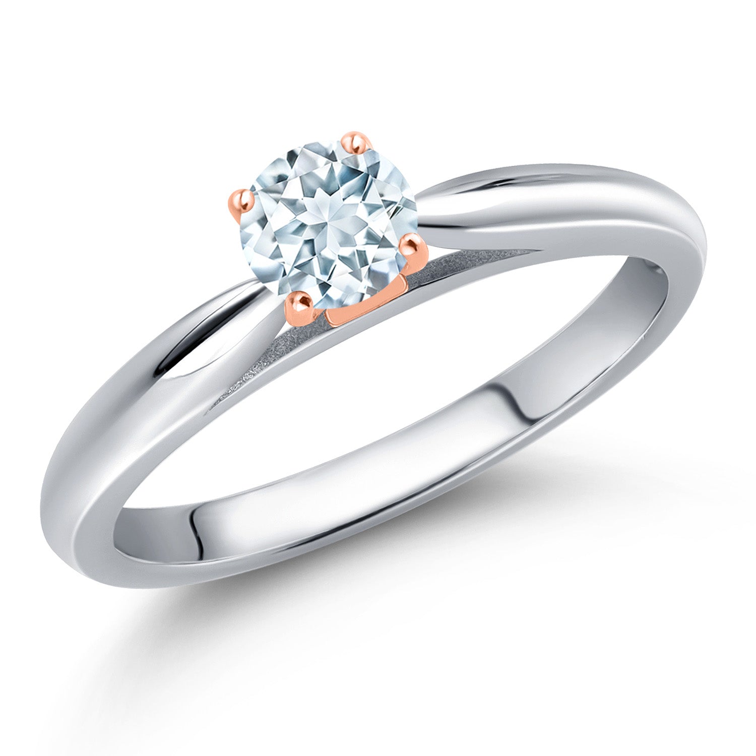 Aquamarine - March_9_Ring in 925 Sterling Silver and 10K Rose Gold