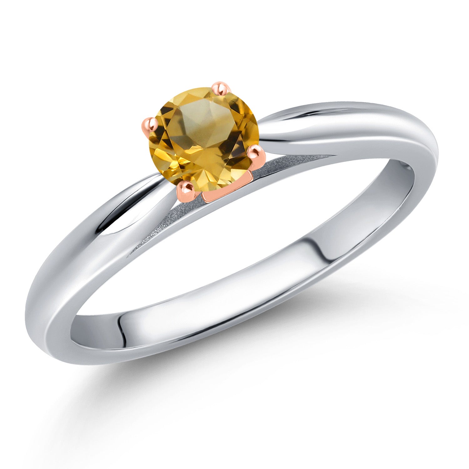 Citrine - November_8_Ring in 925 Sterling Silver and 10K Rose Gold