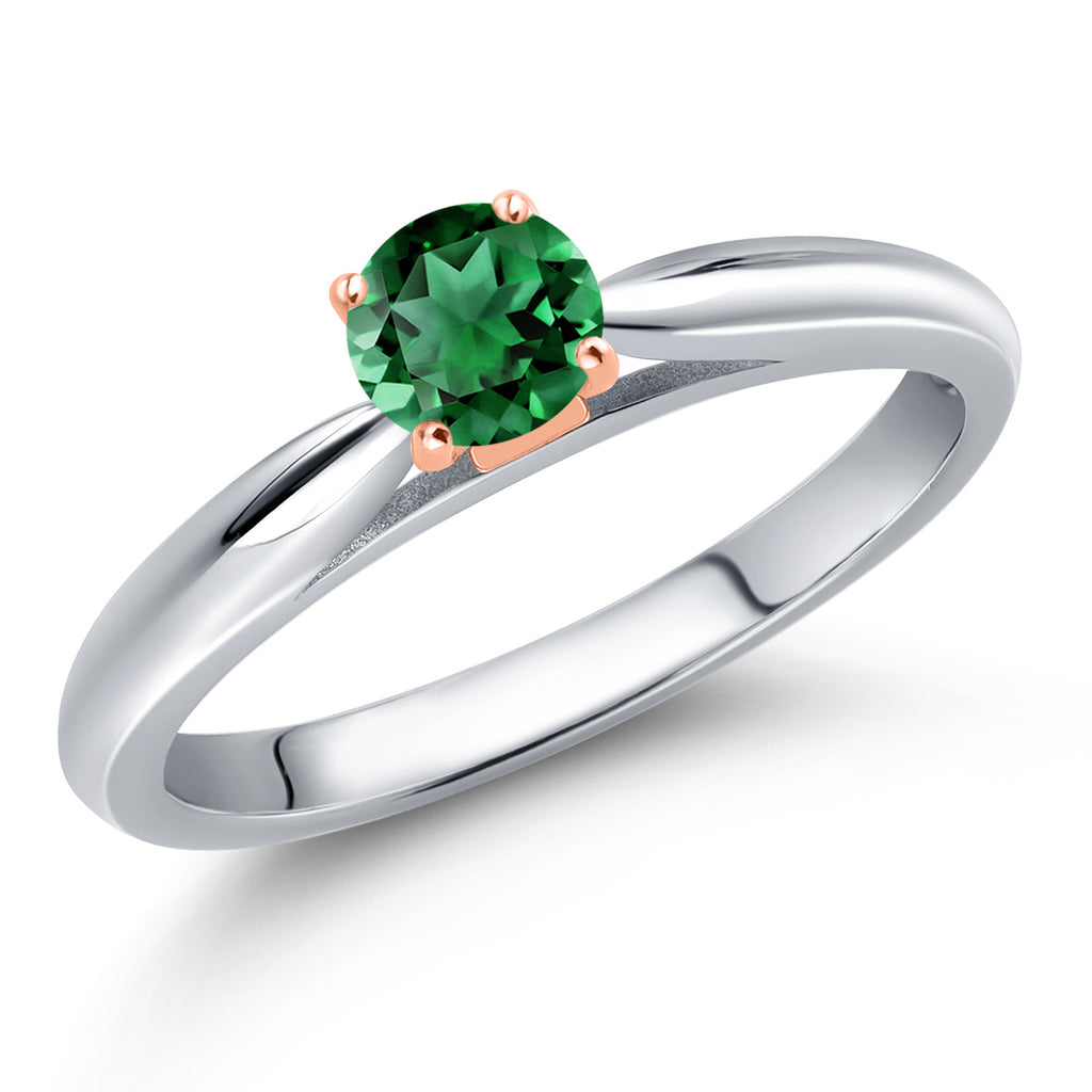 Nano Emerald - May_7_Ring in 925 Sterling Silver and 10K Rose Gold