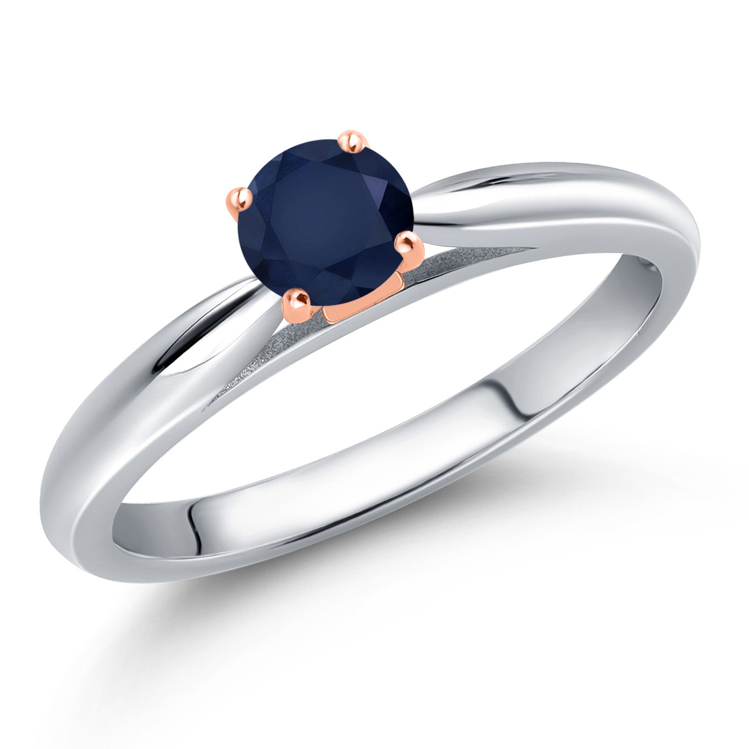 Blue Sapphire - September_6_Ring in 925 Sterling Silver and 10K Rose Gold