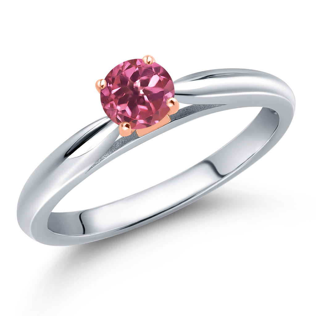 Pink Tourmaline - October_7_Ring in 925 Sterling Silver and 10K Rose Gold