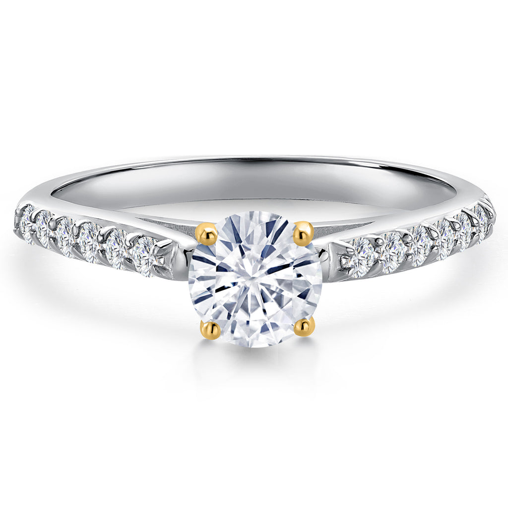 White Moissanite - April_Ring in 10K Two Tone Gold