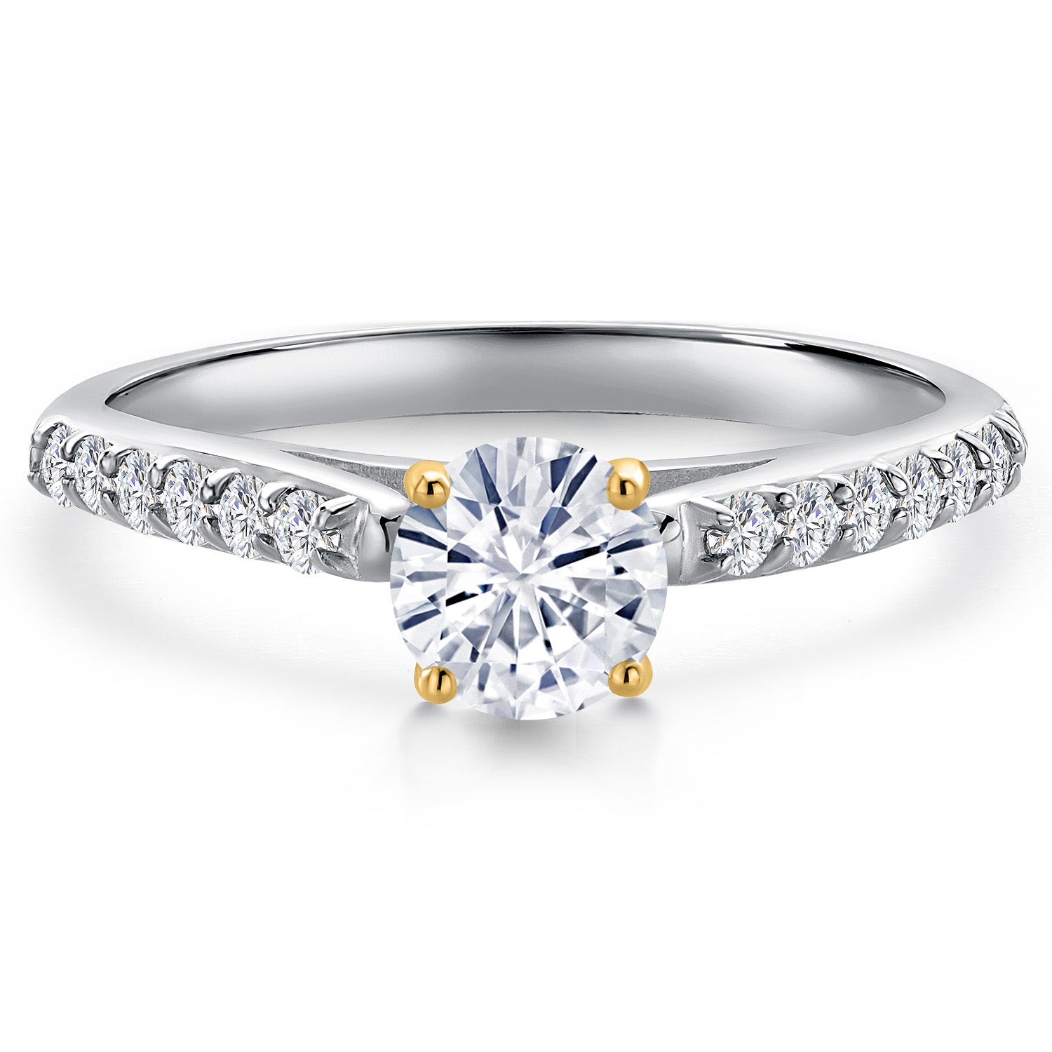 White Moissanite - April_Ring in 10K Two Tone Gold