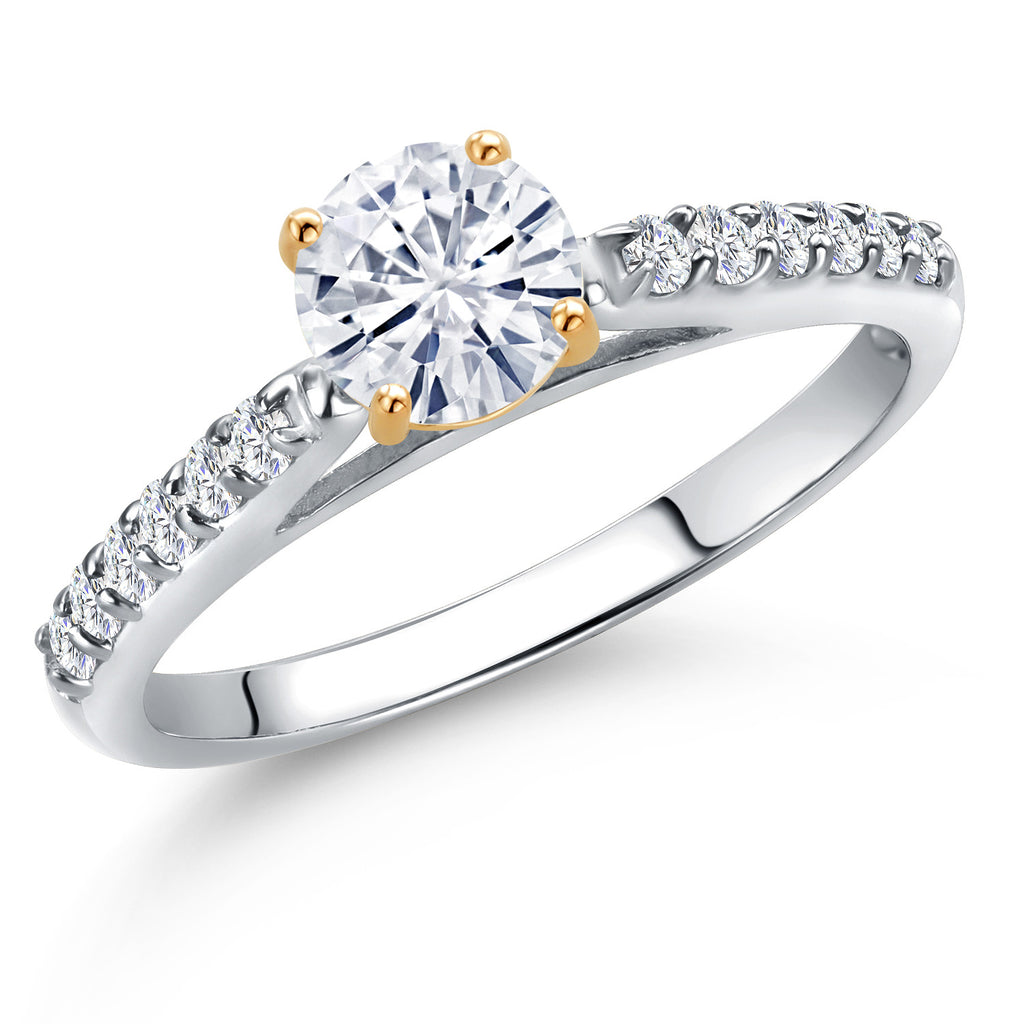 White Moissanite - April_7_Ring in 10K Two Tone Gold