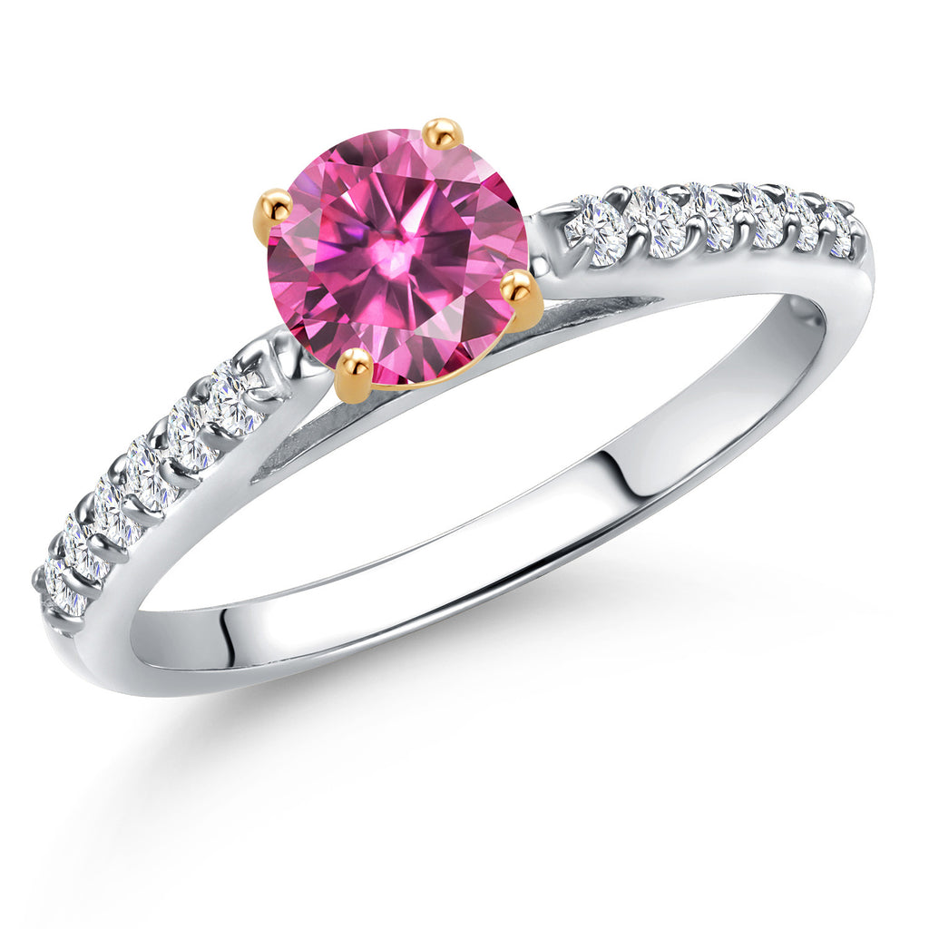 Pink Moissanite - April_5_Ring in 10K Two Tone Gold