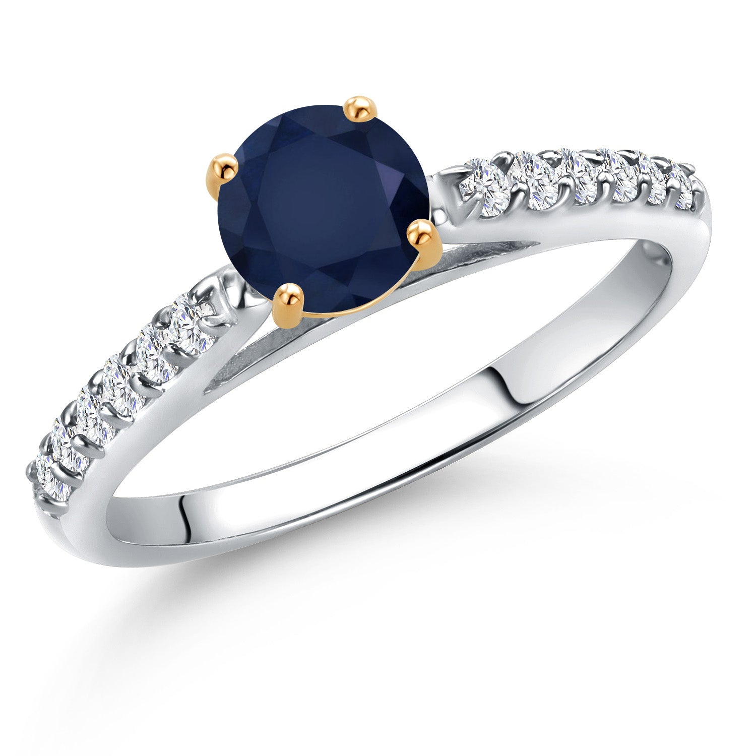 Blue Sapphire - September_8_Ring in 10K Two Tone Gold