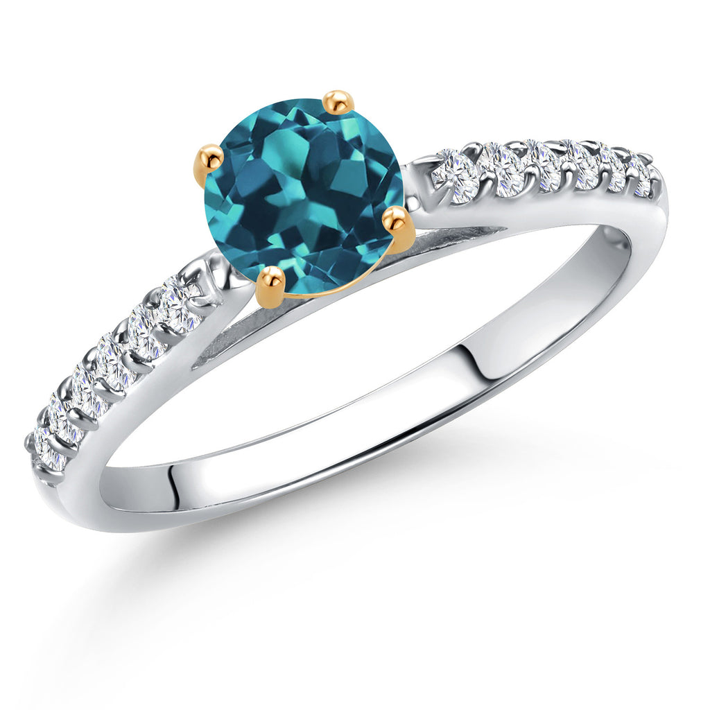 London Blue Topaz - November_5_Ring in 10K Two Tone Gold