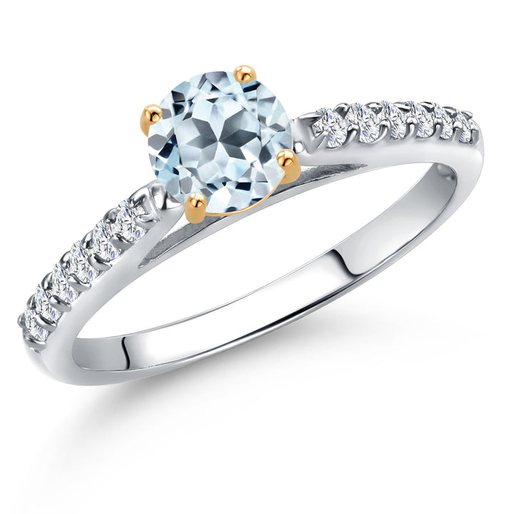 Sky Blue Topaz - November_5_Ring in 10K Two Tone Gold