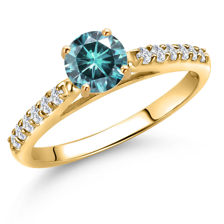 Blue Moissanite - April_5_Ring in 10K Yellow Gold