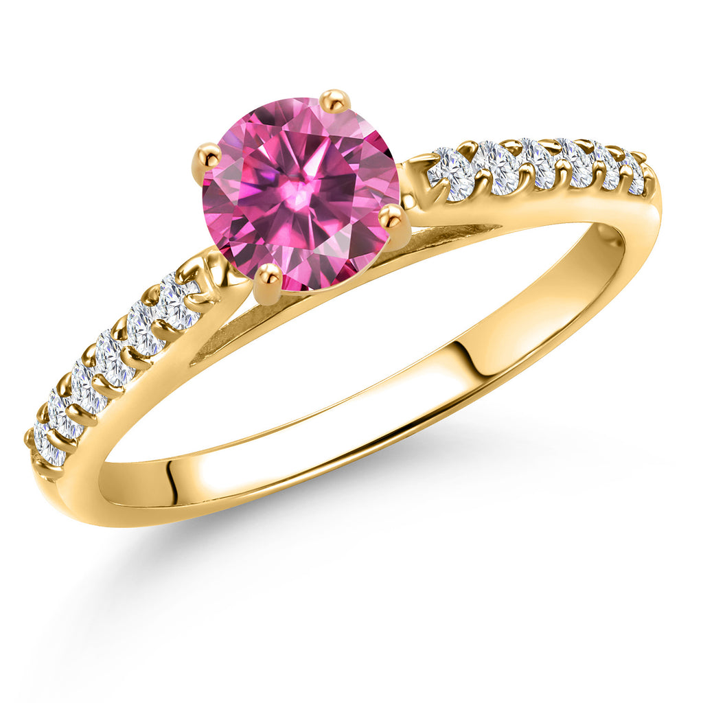 Pink Moissanite - April_8_Ring in 10K Yellow Gold