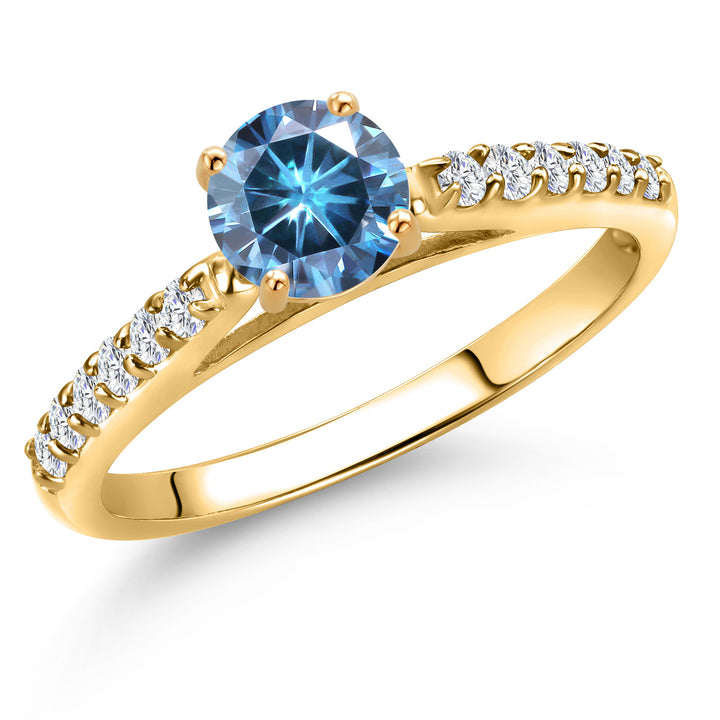 Persian Blue Moissanite - April_5_Ring in 10K Yellow Gold