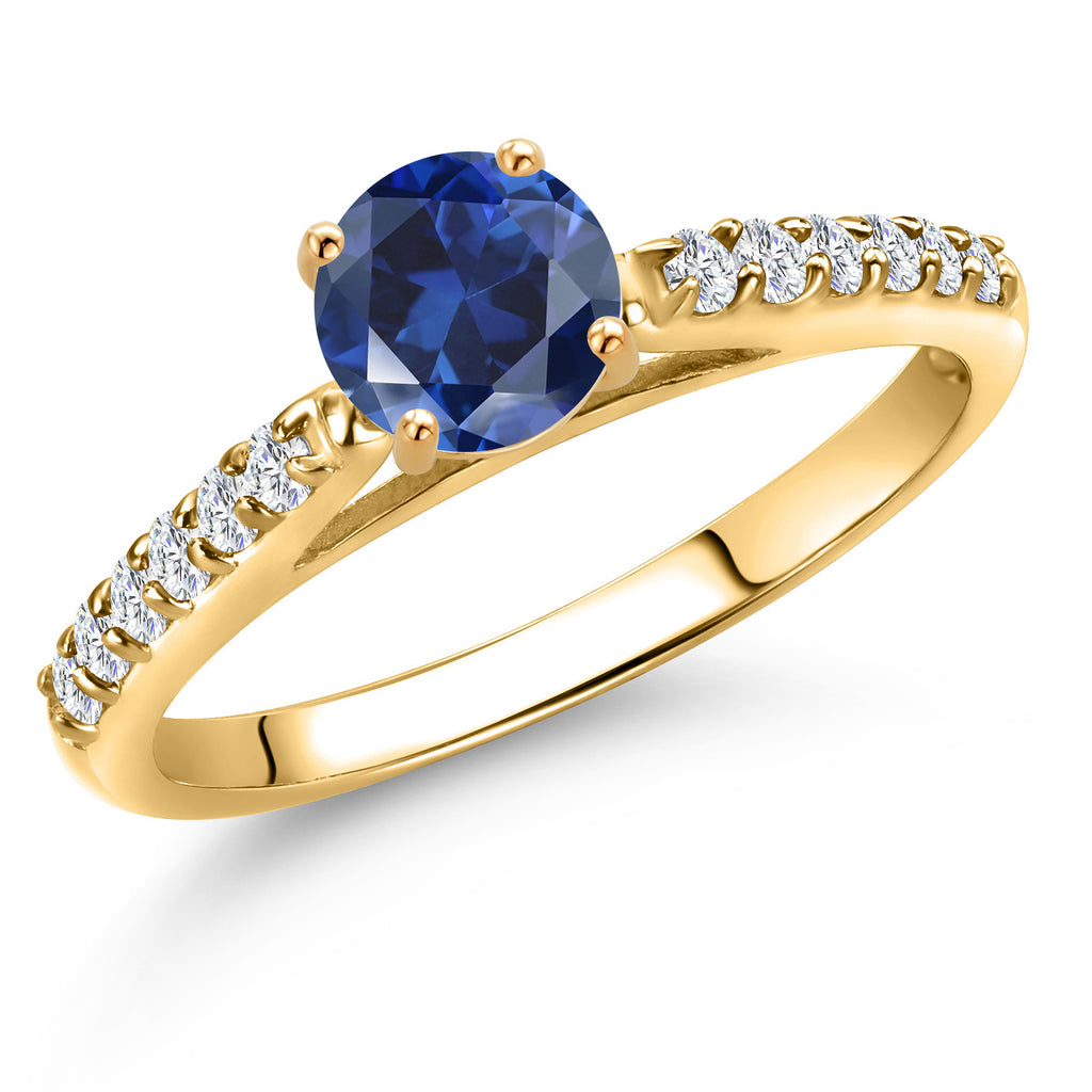 Blue Created Sapphire - September_8_Ring in 10K Yellow Gold