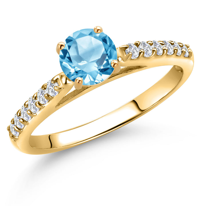 Swiss Blue Topaz - November_5_Ring in 10K Yellow Gold