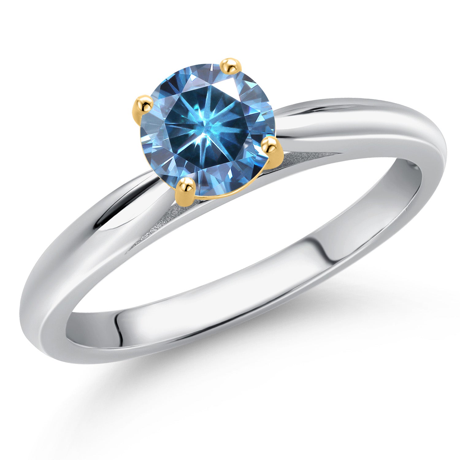 Persian Blue Moissanite - April_9_Ring in 10K Two Tone Gold