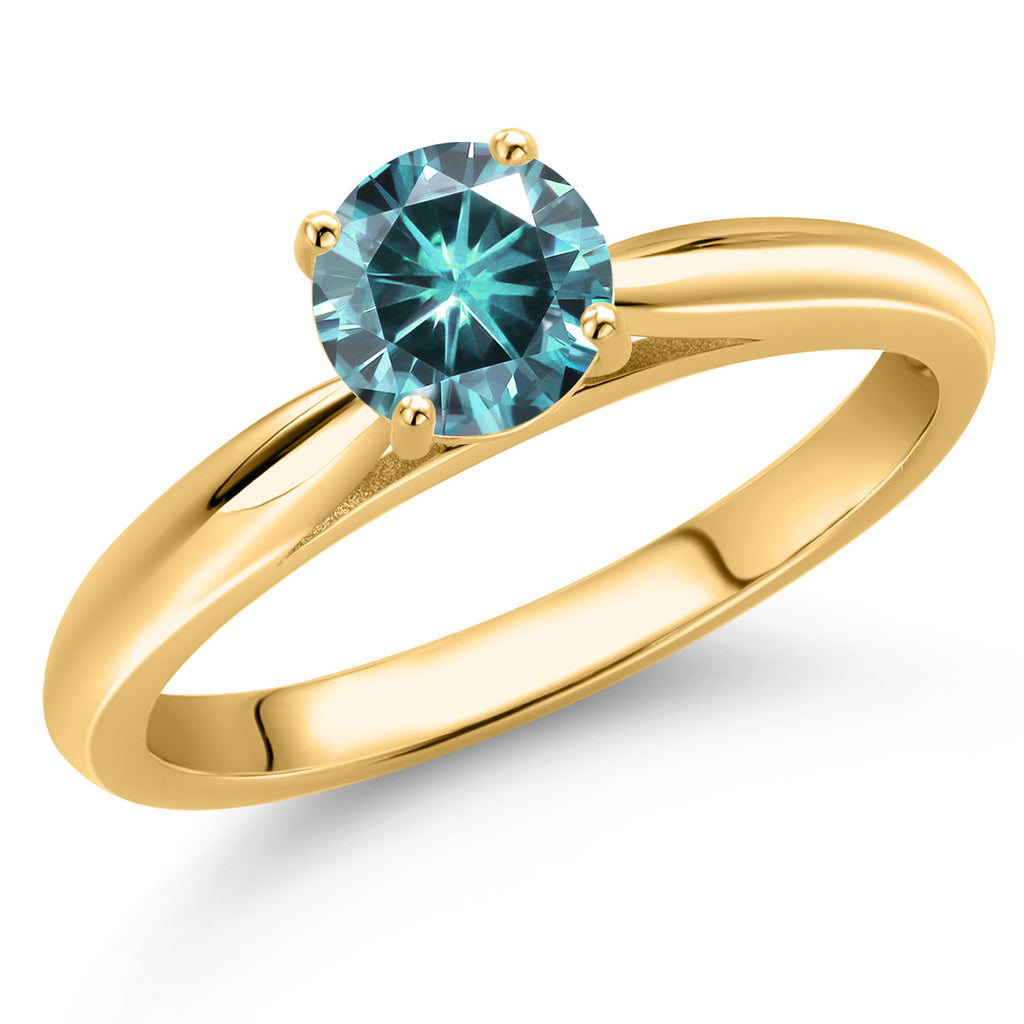 Blue Moissanite - April_8_Ring in 10K Yellow Gold