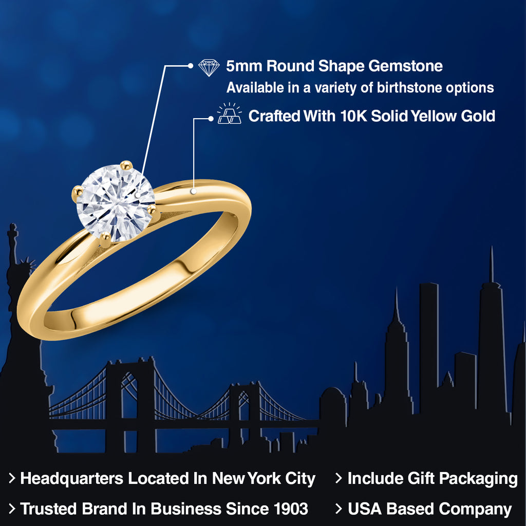 White Moissanite - April_Ring in 10K Yellow Gold