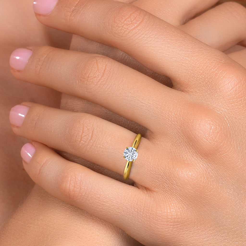 White Moissanite - April_Ring in 10K Yellow Gold