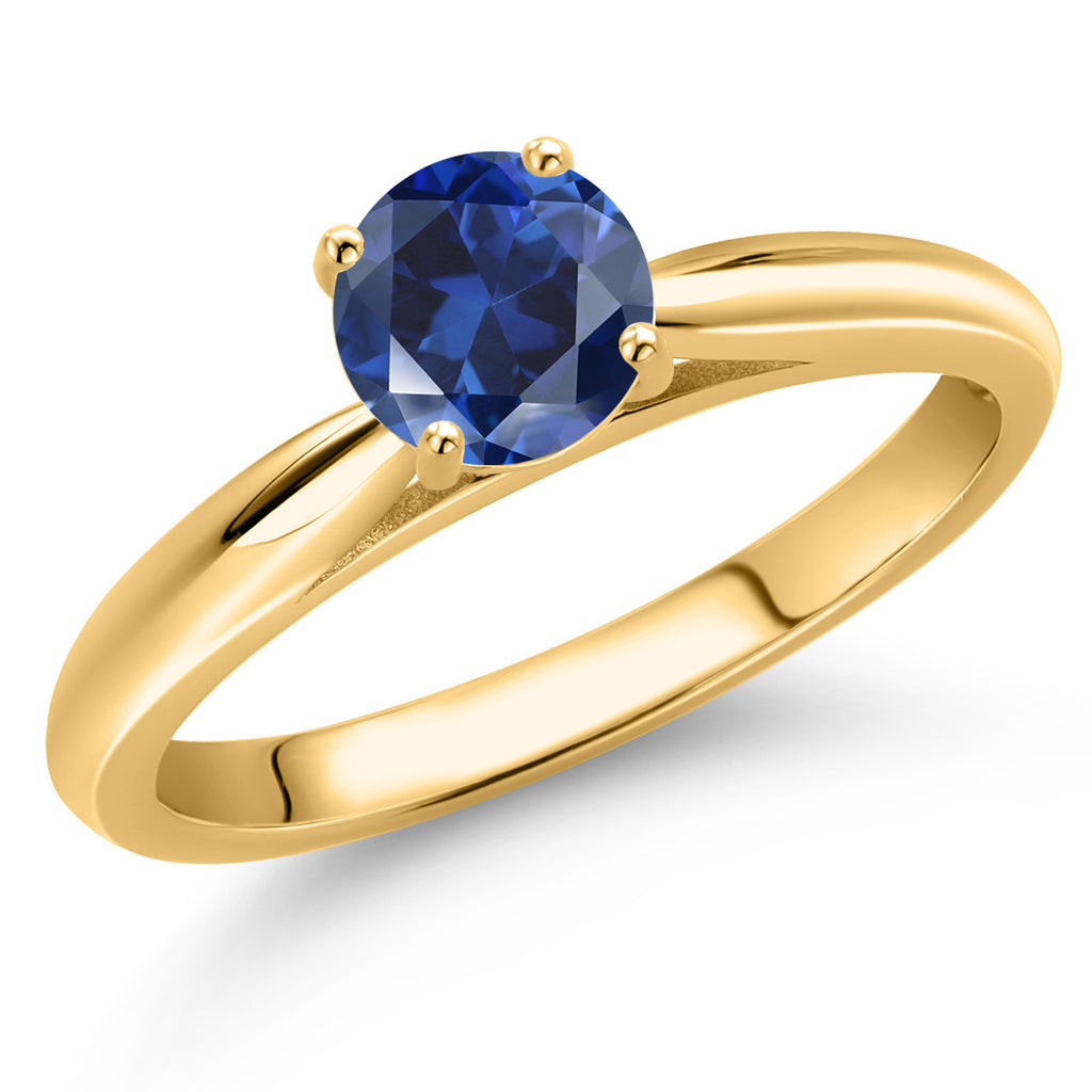 Blue Created Sapphire - September_8_Ring in 10K Yellow Gold