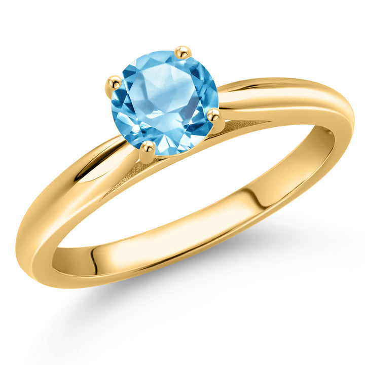 Swiss Blue Topaz - November_5_Ring in 10K Yellow Gold