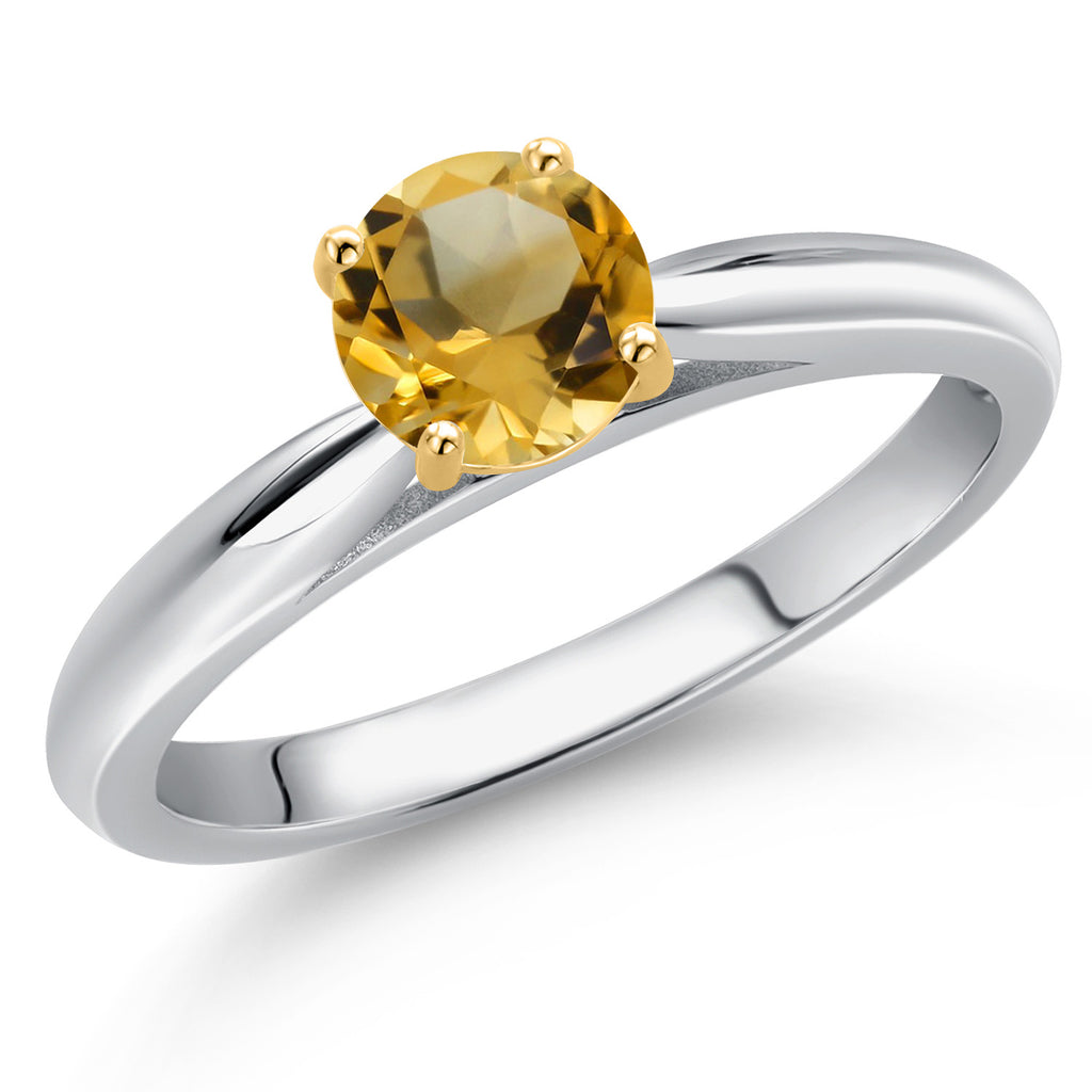 Citrine - November_7_Ring in 925 Sterling Silver and 10K Yellow Gold