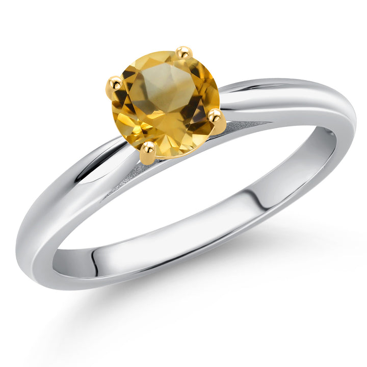 Citrine - November_5_Ring in 925 Sterling Silver and 10K Yellow Gold