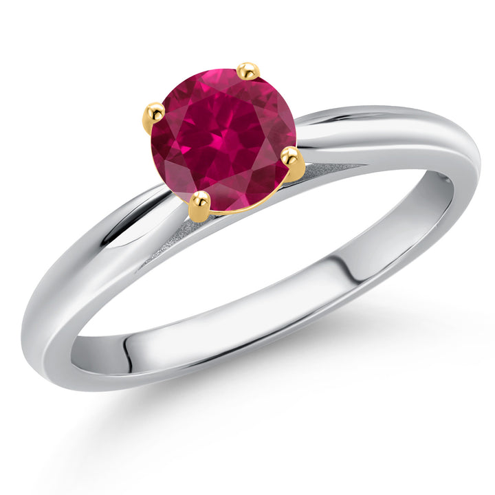 Created Ruby - July_5_Ring in 925 Sterling Silver and 10K Yellow Gold