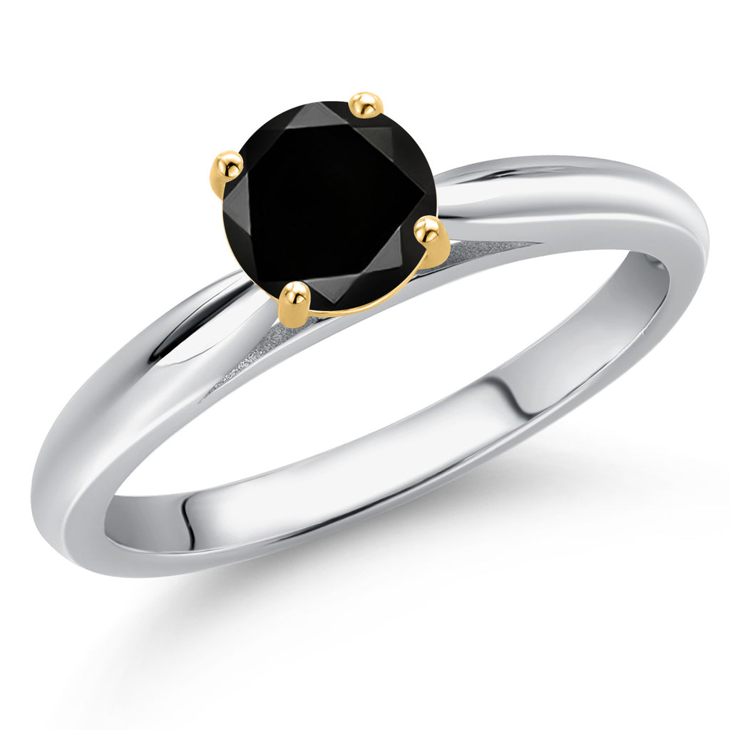 Black Diamond - April_6_Ring in 925 Sterling Silver and 10K Yellow Gold