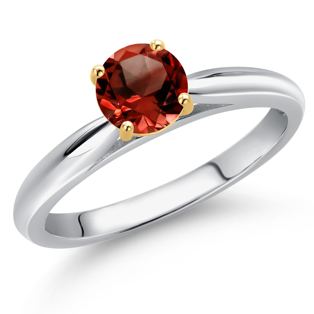 Garnet - January_6_Ring in 925 Sterling Silver and 10K Yellow Gold