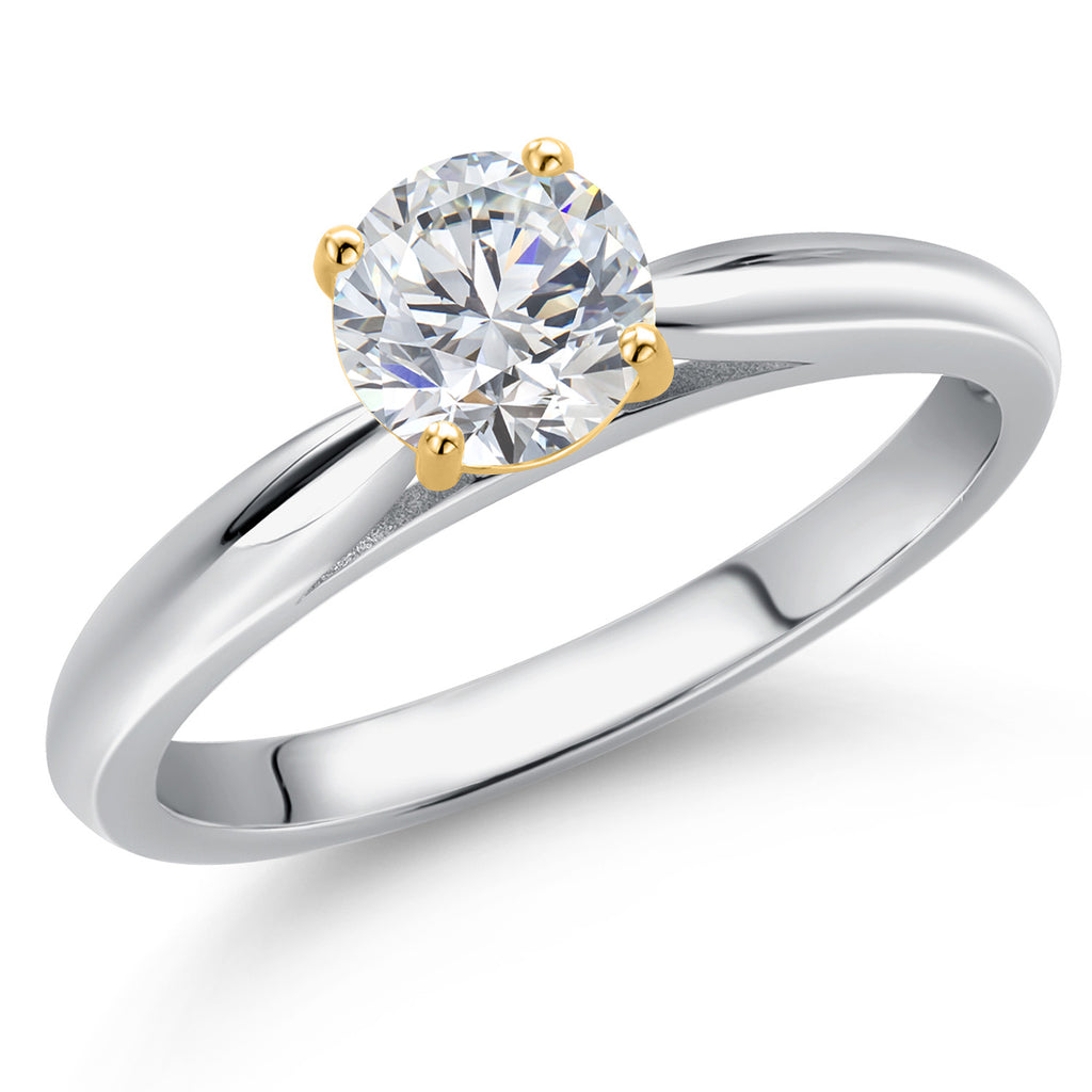 White Lab Grown Diamond - April_5_Ring in 925 Sterling Silver and 10K Yellow Gold