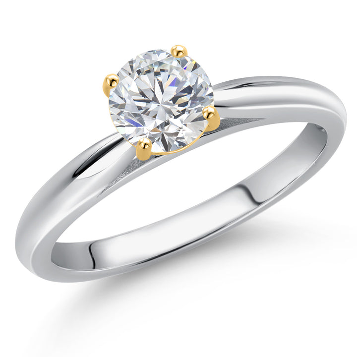 White Lab Grown Diamond - April_5_Ring in 925 Sterling Silver and 10K Yellow Gold