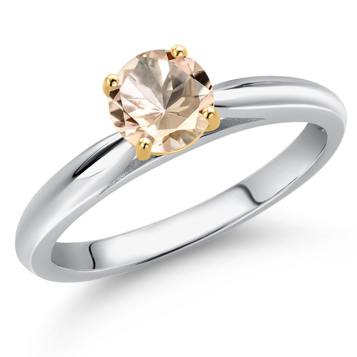 Morganite - October_5_Ring in 925 Sterling Silver and 10K Yellow Gold