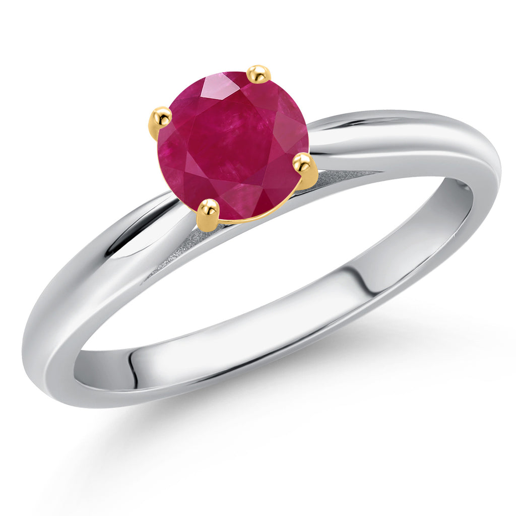 Ruby - July_5_Ring in 925 Sterling Silver and 10K Yellow Gold
