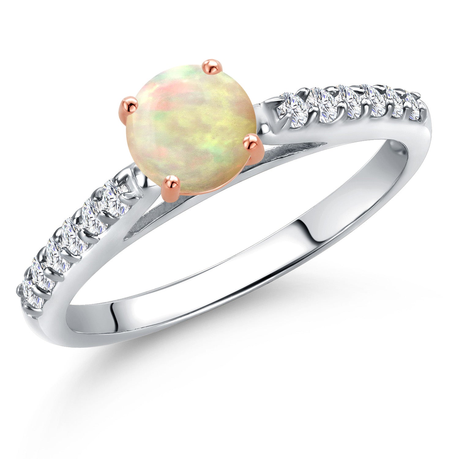 Ethiopian Opal-Cabochon - October_6_Ring in 10K Two Tone Gold