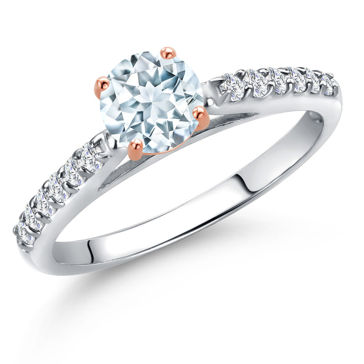 Aquamarine - March_5_Ring in 10K Two Tone Gold
