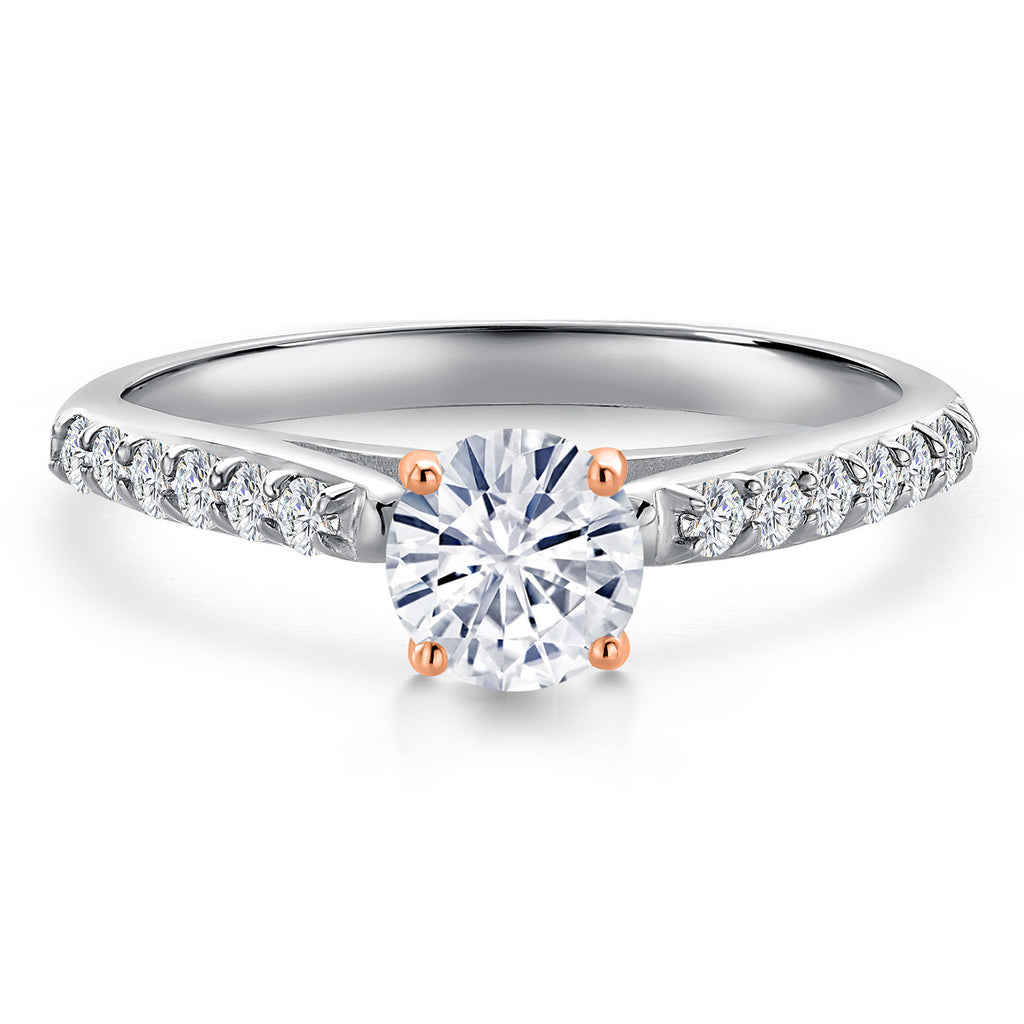 White Moissanite - April_Ring in 10K Two Tone Gold