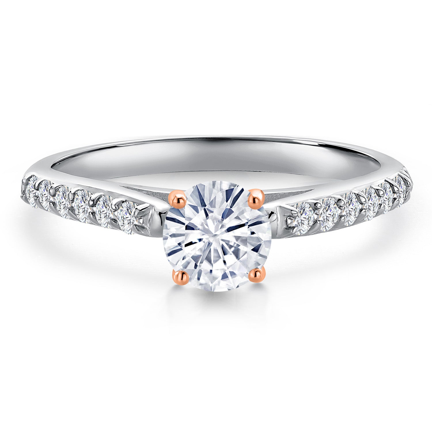 White Moissanite - April_Ring in 10K Two Tone Gold