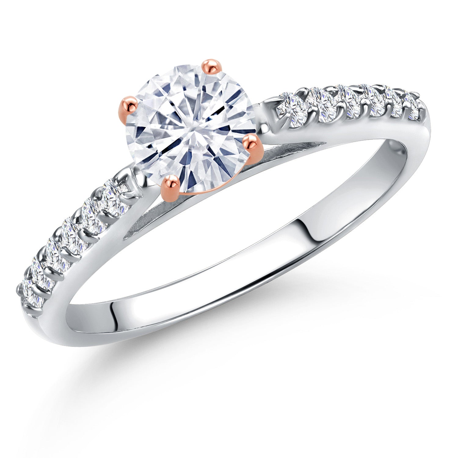 White Moissanite - April_7_Ring in 10K Two Tone Gold