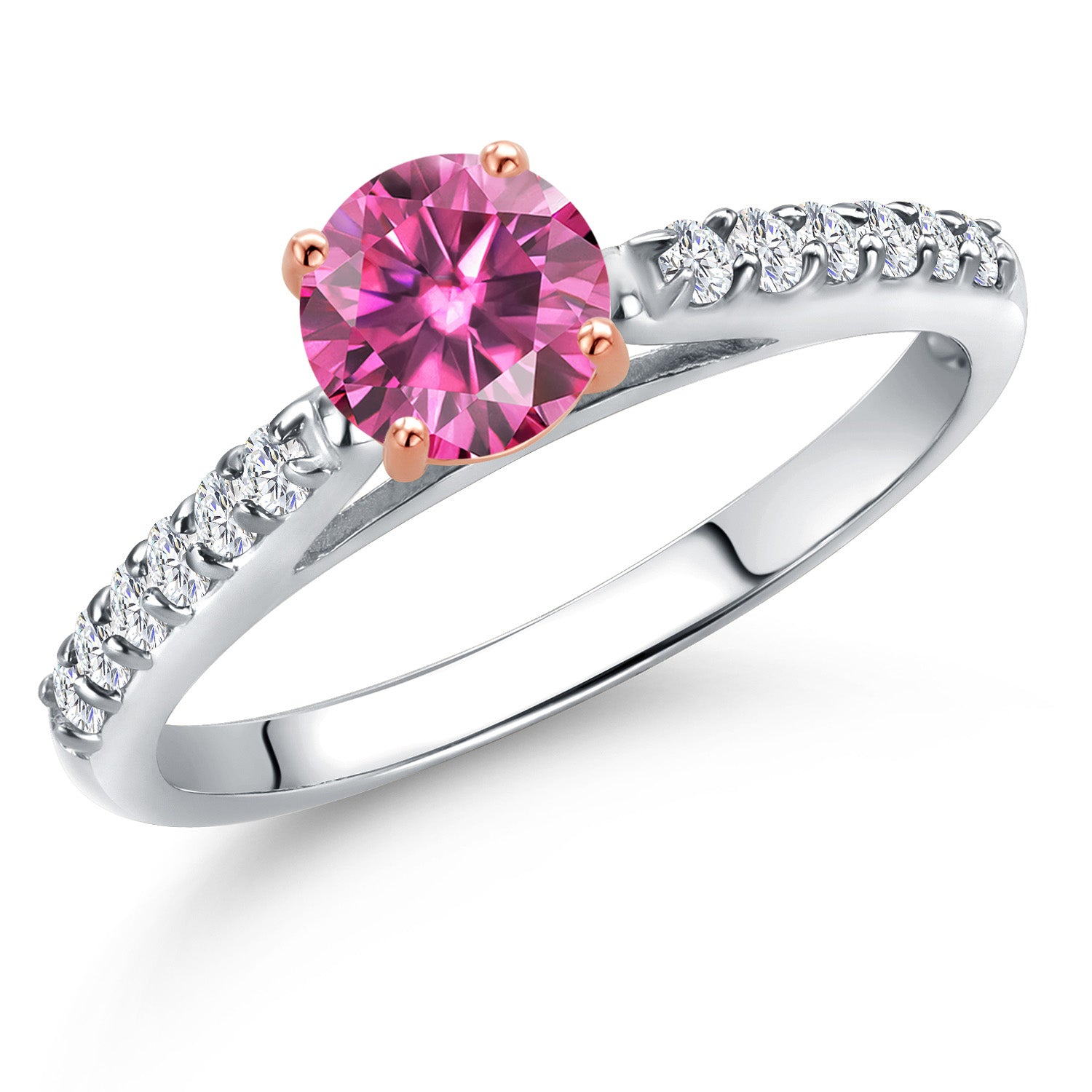 Pink Moissanite - April_7_Ring in 10K Two Tone Gold