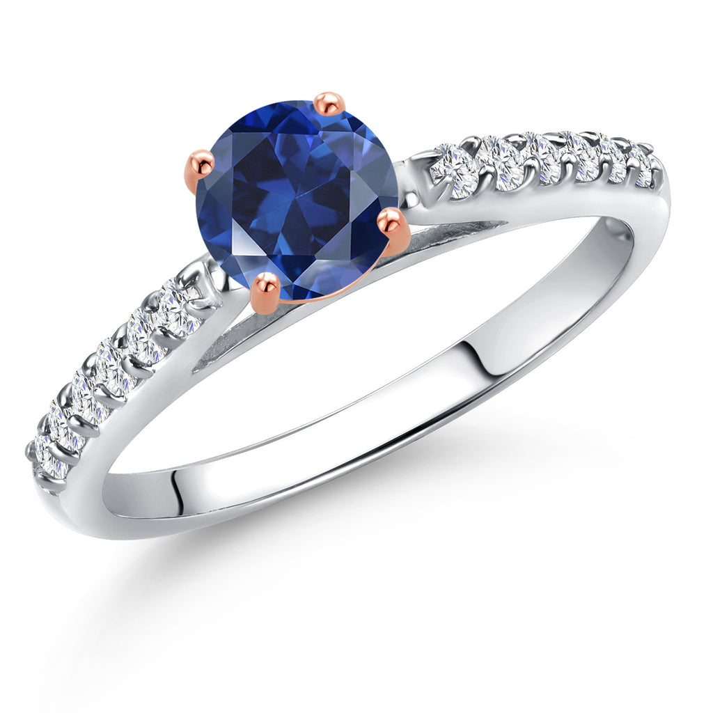 Blue Created Sapphire - September_7_Ring in 10K Two Tone Gold