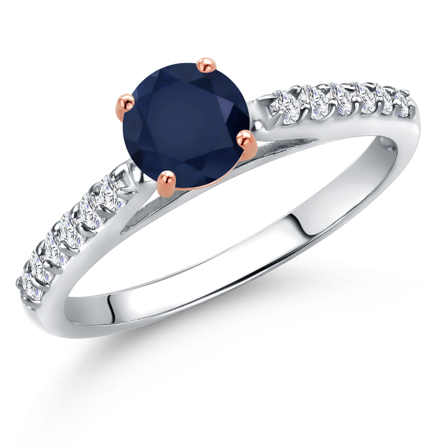 Blue Sapphire - September_9_Ring in 10K Two Tone Gold