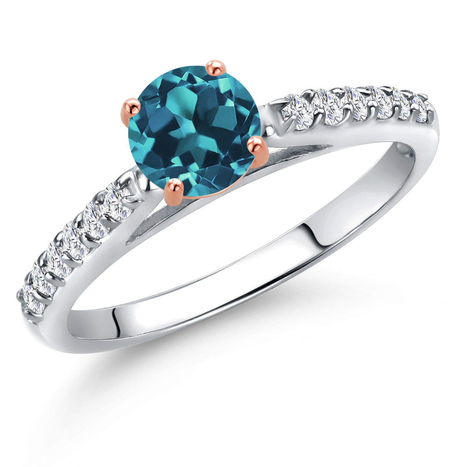London Blue Topaz - November_7_Ring in 10K Two Tone Gold