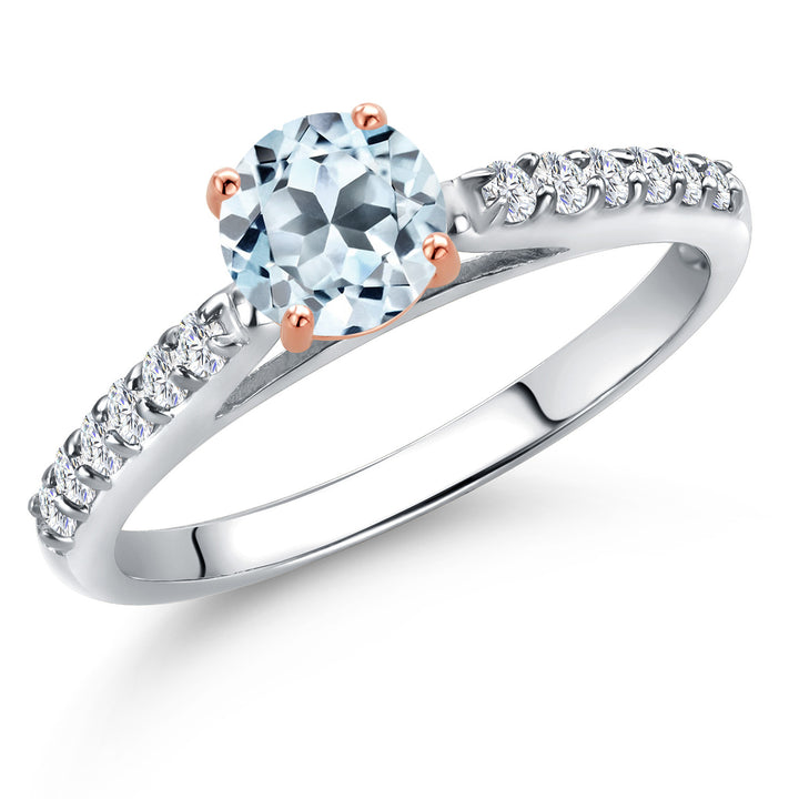 Sky Blue Topaz - November_5_Ring in 10K Two Tone Gold