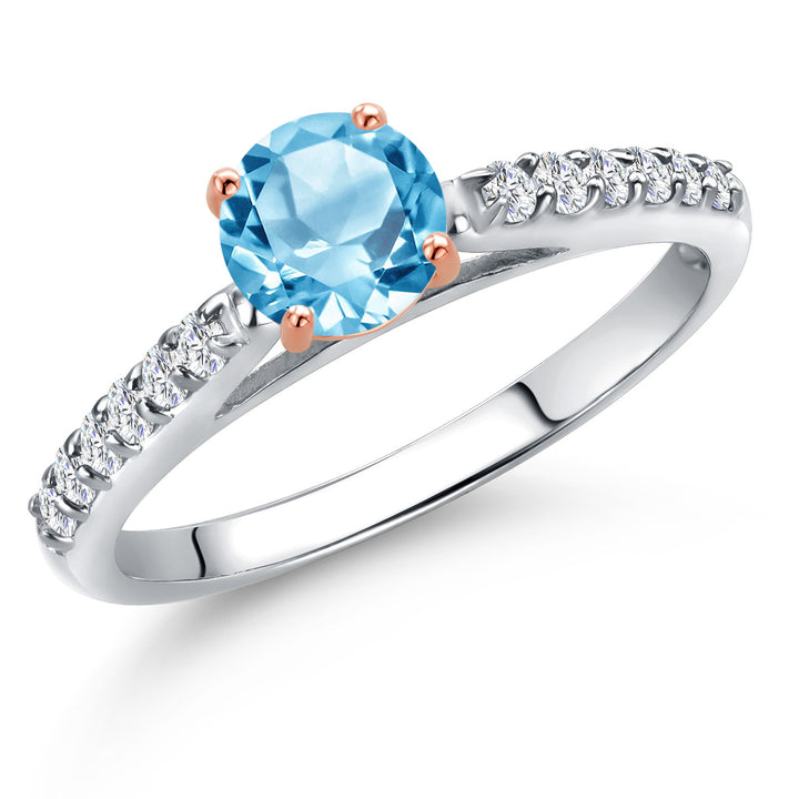 Swiss Blue Topaz - November_5_Ring in 10K Two Tone Gold