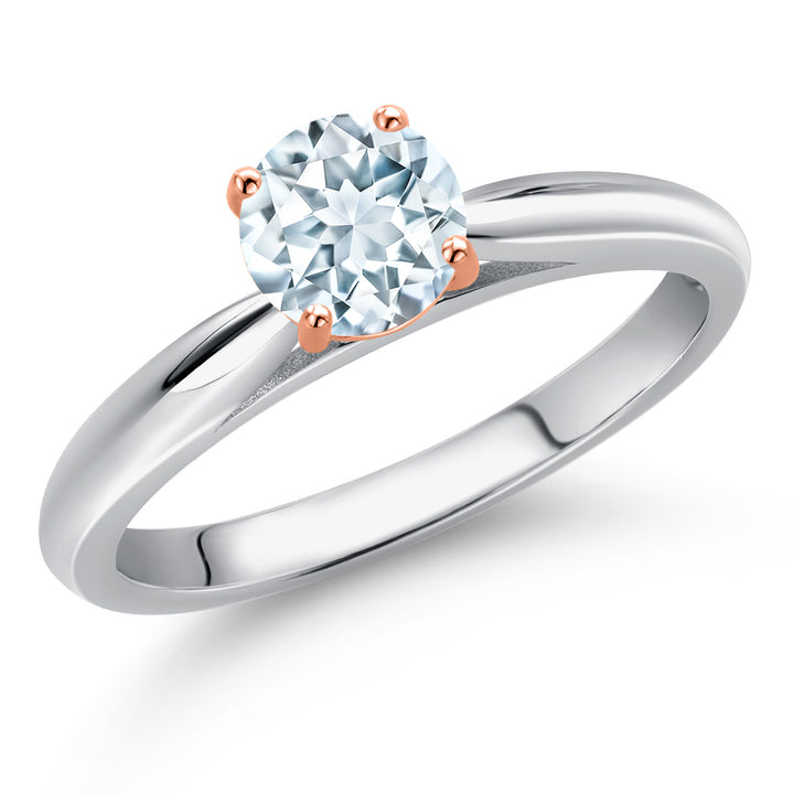 Aquamarine - March_5_Ring in 10K Two Tone Gold