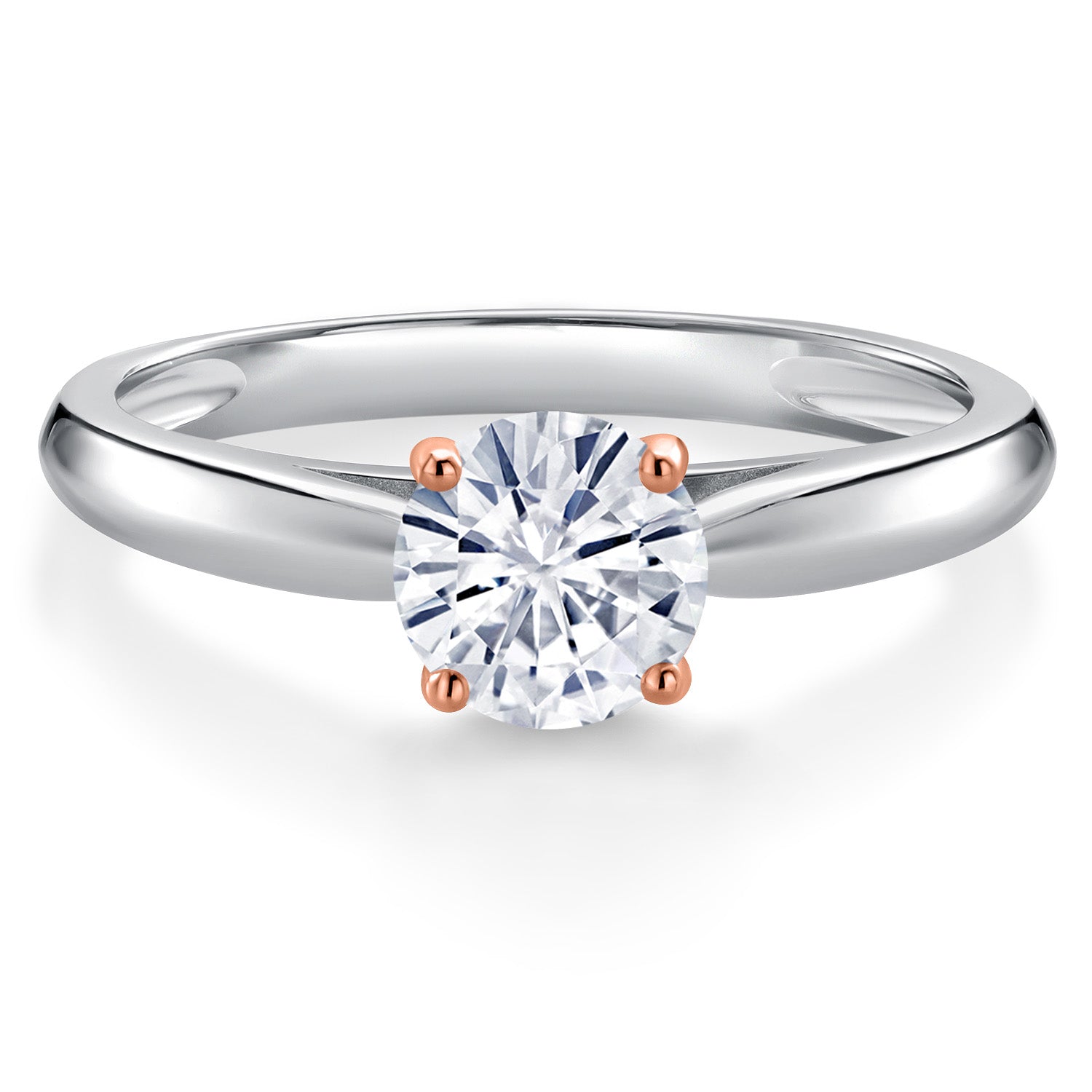 White Moissanite - April_Ring in 10K Two Tone Gold