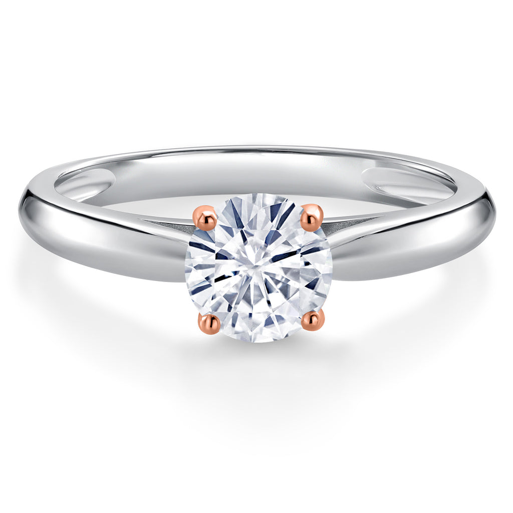 White Moissanite - April_Ring in 10K Two Tone Gold